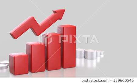 Rising Financial Growth Chart With Coins 3d render. Rising Financial Growth Chart With Coins 3d render. 139600546