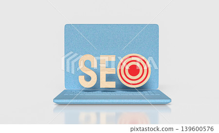 Laptop SEO Target Marketing Strategy 3d render. Laptop SEO Target Marketing Strategy 3d render. 139600576
