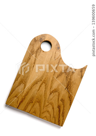 Wooden cutting board isolated on white background top view Wooden cutting board isolated on white background top view 139600659