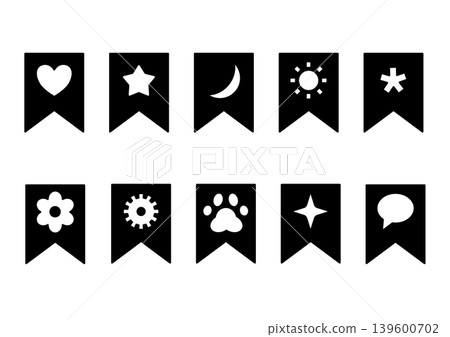 Bookmark pictograms with various symbols Bookmark pictograms with various symbols 139600702