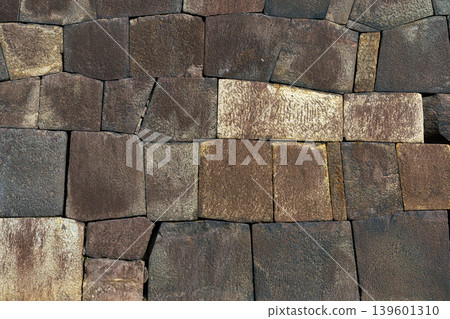 Tokyo, Japan - Oct 1 2024, Close-up view of the fortress wall built from large stones, Tokyo Imperial Palace, at daytime, Tokyo, Japan Tokyo, Japan - Oct 1 2024, Close-up view of the fortress wall built from large stones, Tokyo Imperial Palace, at daytime, Tokyo, Japan 139601310