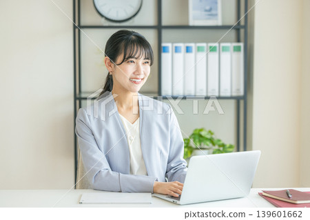 A woman using a computer A woman using a computer 139601662