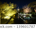 The five-story pagoda of Toji Temple Garden, illuminated at night. 139601787