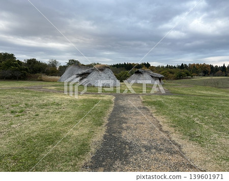 These are replicas of three pit dwellings from the Sannai-Maruyama archaeological site in Aomori City, Aomori Prefecture. 139601971