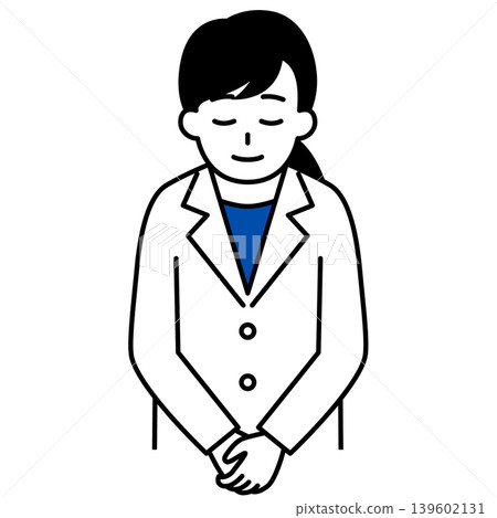 一位女醫生鞠躬 一位女醫生鞠躬 139602131