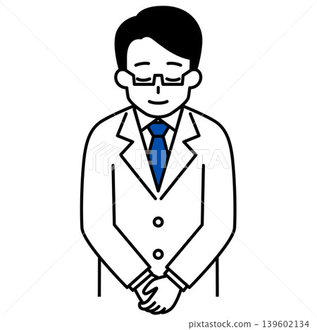 一位男醫生鞠躬 一位男醫生鞠躬 139602134