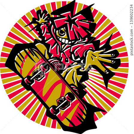 滑板插圖 <男孩,兒童,滑板,運動,速度線> 滑板插圖 <男孩,兒童,滑板,運動,速度線> 139602234