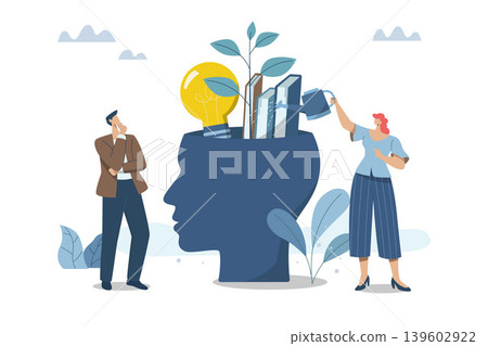 Self improvement, Increasing skills, Knowledge and abilities for oneself, Personal growth in the organization, Professional learning, Business team is watering the plants that grow from themselves. Self improvement, Increasing skills, Knowledge and abilities for oneself, Personal growth in the organization, Professional learning, Business team is watering the plants that grow from themselves. 139602922