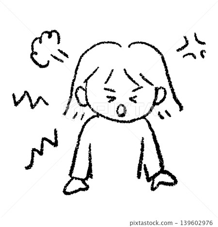 一幅手繪插圖，描繪了一位因更年期症狀而持續煩躁的女性。 139602976