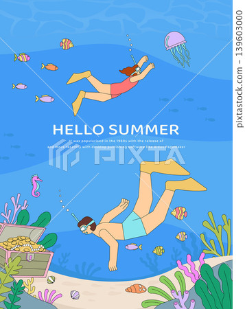 Refreshing summer vacation illustration Refreshing summer vacation illustration 139603000