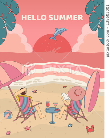 Refreshing summer vacation illustration Refreshing summer vacation illustration 139603001