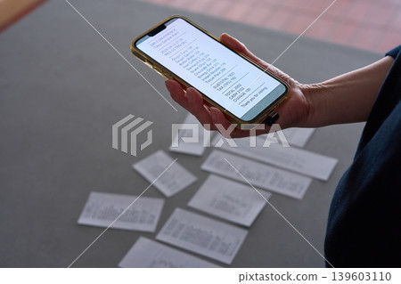 Receipts scattered on the table Receipts scattered on the table 139603110