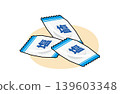 Isometric illustration of 3 salt candies (tablets) 139603348