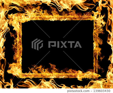 Fiery border frame with black background for creative design elements Fiery border frame with black background for creative design elements 139603430