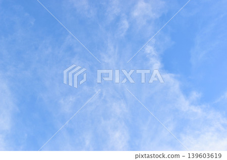 beautiful blue sky and white fluffy group of clouds with sunrise in the morning, natural background 139603619
