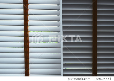 white window blinds in home, object for decorate interior of house white window blinds in home, object for decorate interior of house 139603631