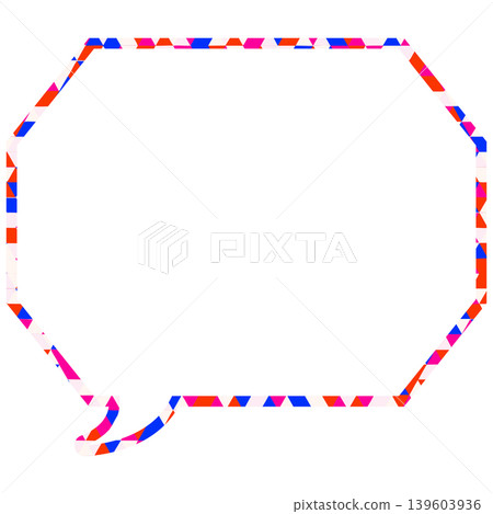 Stained glass style speech bubble, triangular pattern, octagonal shape with corners Stained glass style speech bubble, triangular pattern, octagonal shape with corners 139603936