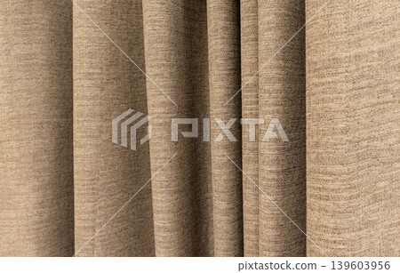 Brown curtains with vertical pleats Brown curtains with vertical pleats 139603956