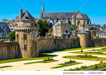 Walls of the ancient town and building in Vannes. Northern France. 139603963