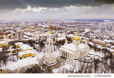 Aerial view of Spassky Cathedral in Penza on winter, Russia Aerial view of Spassky Cathedral in Penza on winter, Russia 139604006