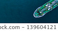 Aerial view oil and gas tanker ship freight shipping oil and gas, Global business freight shipping import export logistic transportation oil and gas product tanker ship, Sea freight oil product tanker 139604121