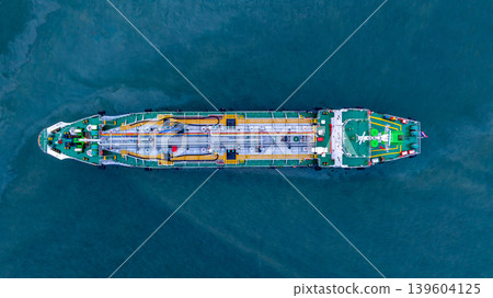 Aerial view oil and gas tanker ship freight shipping oil and gas, Global business freight shipping import export logistic transportation oil and gas product tanker ship, Sea freight oil product tanker 139604125