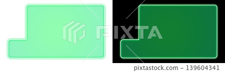 Shining green neon stepped frame with transparent and black backgrounds - decorative UI material Shining green neon stepped frame with transparent and black backgrounds - decorative UI material 139604341
