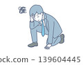 A businessman holding his head in despair: an image of work-related worries and anxieties. 139604445