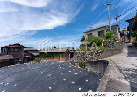 A photograph of the labyrinthine alleys of Ogijima Island in Takamatsu City, Kagawa Prefecture. A photograph of the labyrinthine alleys of Ogijima Island in Takamatsu City, Kagawa Prefecture. 139604879