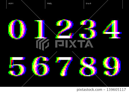 一組從 0 到 9 的數字,代表 pixels_011 一組從 0 到 9 的數字,代表 pixels_011 139605117