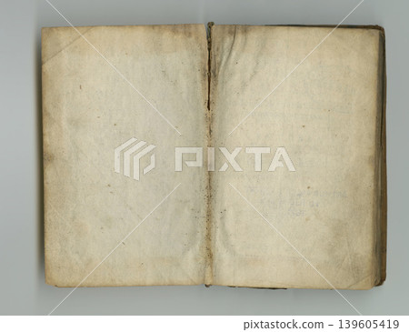 Blank, parchment and old book with paper in vintage texture or faded writing on page. Ancient, manuscript and empty document in history with damaged or stained pages in journal or archive in library Blank, parchment and old book with paper in vintage texture or faded writing on page. Ancient, manuscript and empty document in history with damaged or stained pages in journal or archive in library 139605419