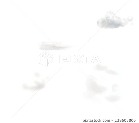 柔和模糊的手繪雲朵。一組柔和的水彩背景插圖。 139605806