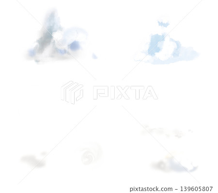 一組水彩風格的雲朵插圖，營造出一種柔和的氛圍。 139605807