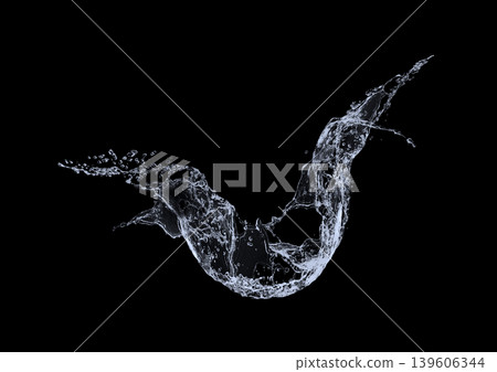 Abstract, transparent 3D illustration of waves and splashes | Clean and fluid water wave splash Abstract, transparent 3D illustration of waves and splashes | Clean and fluid water wave splash 139606344