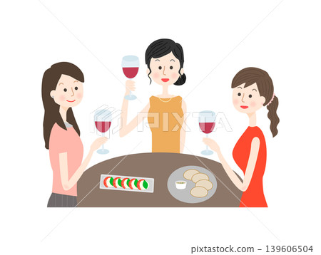 Women enjoying red wine Women enjoying red wine 139606504