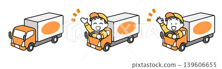 卡車司機（男性）插畫集 | 色彩簡潔，易於使用 | 適用於卡車運輸、送貨、物流 139606655