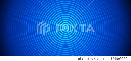 Neon blue concentric circle background. Expanding waves with epicenter. Radial sound signal or vibration backdrop. Target, radar or sonar effect concept . Vector ripple cold gradient wallpaper Neon blue concentric circle background. Expanding waves with epicenter. Radial sound signal or vibration backdrop. Target, radar or sonar effect concept . Vector ripple cold gradient wallpaper 139606661