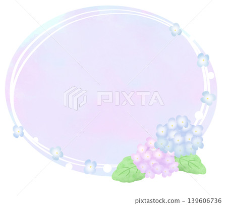Rainy season frame, hydrangea, watercolor, round, horizontal 2 Rainy season frame, hydrangea, watercolor, round, horizontal 2 139606736