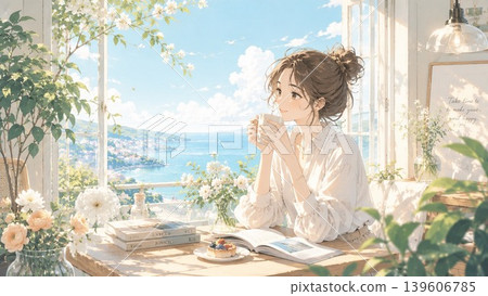 A woman in a cafe A woman in a cafe 139606785