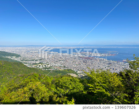 A view of eastern Kobe City and the Osaka Plain from Kikuseidai on Mount Maya. A view of eastern Kobe City and the Osaka Plain from Kikuseidai on Mount Maya. 139607026