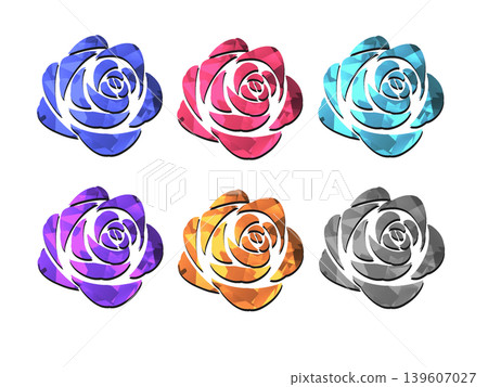 A set of hand-drawn illustrations of crystal roses. A set of hand-drawn illustrations of crystal roses. 139607027