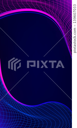 Futuristic pink and blue neon wireframe grid background with glowing wavy borders and cyberpunk aesthetic on deep navy gradient, high tech digital design projects Futuristic pink and blue neon wireframe grid background with glowing wavy borders and cyberpunk aesthetic on deep navy gradient, high tech digital design projects 139607033