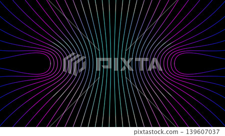 Abstract neon lines background with vibrant cyan and magenta glowing curves on black Abstract neon lines background with vibrant cyan and magenta glowing curves on black 139607037