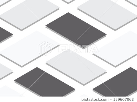 [Transparent Background] Isometric illustration of many blank business cards lined up (gray and black) 139607068