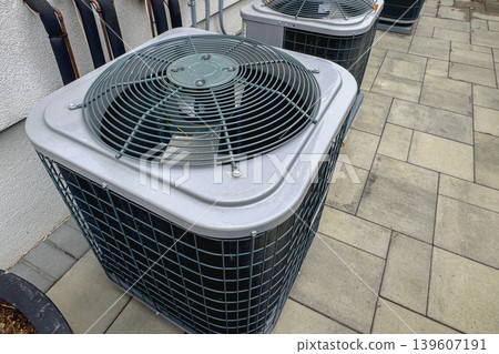 Residential Outdoor HVAC Condenser Units Residential Outdoor HVAC Condenser Units 139607191