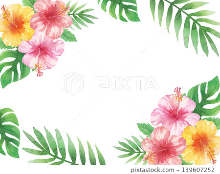水彩芙蓉花畫框 水彩芙蓉花畫框 139607252