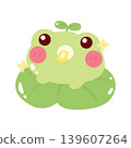 Cute baby frog with pacifier on lily pad 139607264