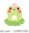 Cute frog with lotus flower character 139607265