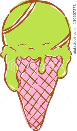 Tennis Ball Ice Cream Cone Melting Whimsical Hand Drawn Tennis Ball Ice Cream Cone Melting Whimsical Hand Drawn 139607278