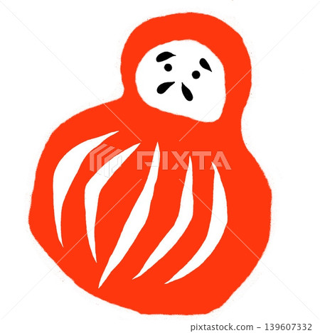 Stamp-style hand-drawn illustration of a Daruma doll for New Year's. Stamp-style hand-drawn illustration of a Daruma doll for New Year's. 139607332